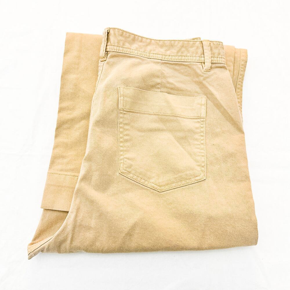 GAP High Rise Wide-Leg Crop Khaki Brown Denim Jeans Size 14 Tall